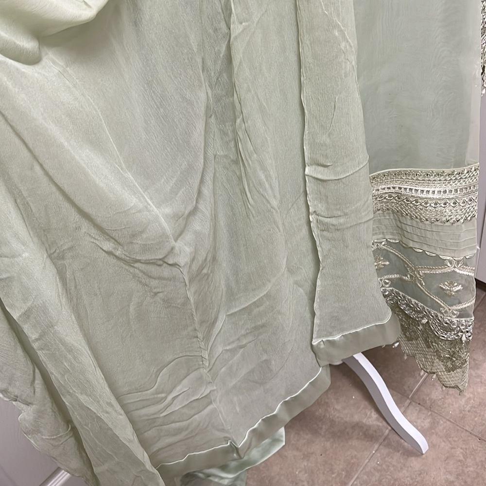 Pakistani Indian Shalwar Kameez Apple Green Embro… - image 6